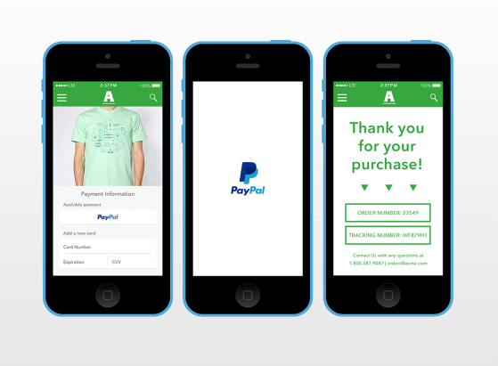 Disponibilité de PayPal OneTouch, bouton de paiement en un clic