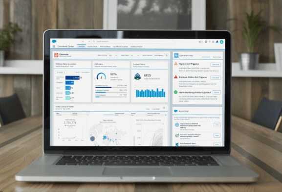 WORK.COM.jpg Work.com rassemble un ensemble d'applications et ressources pour accélérer la relance des économies mises à l’arrêt par la pandémie.